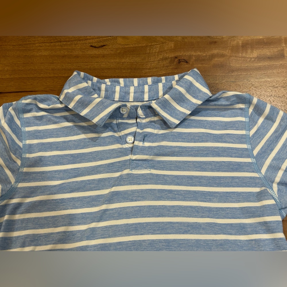 Hanna Andersson Blue & White Striped Polo Shirt - Boys size 110 - Picture 2 of 6